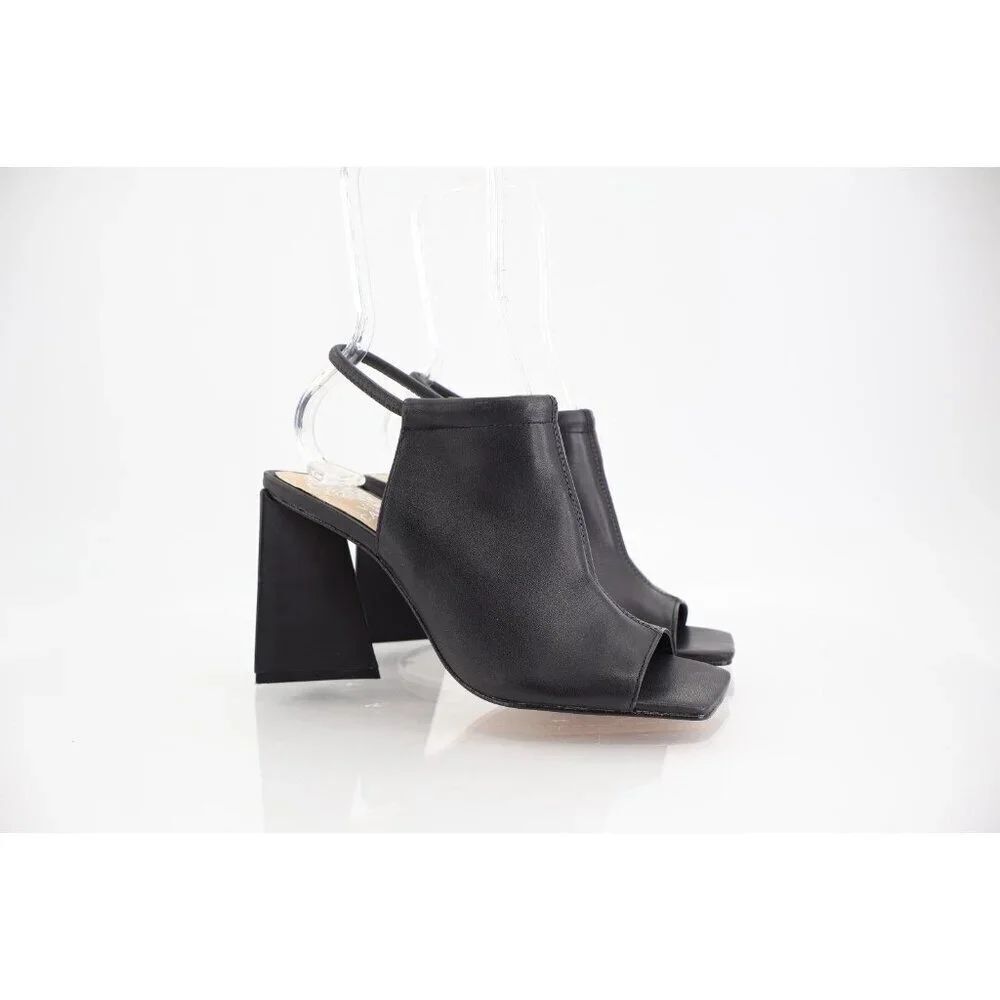 Vince Camuto Avangila Women's Open Toe Leather Heeled Sandal Black Size 6 M